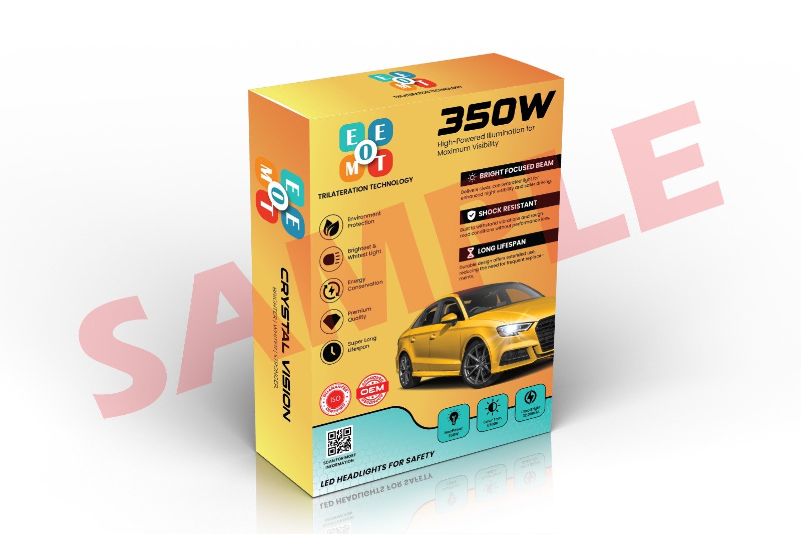 EEMOT 350W Crystal Vision LED Headlights – High-Powered Illumination for Maximum Visibility